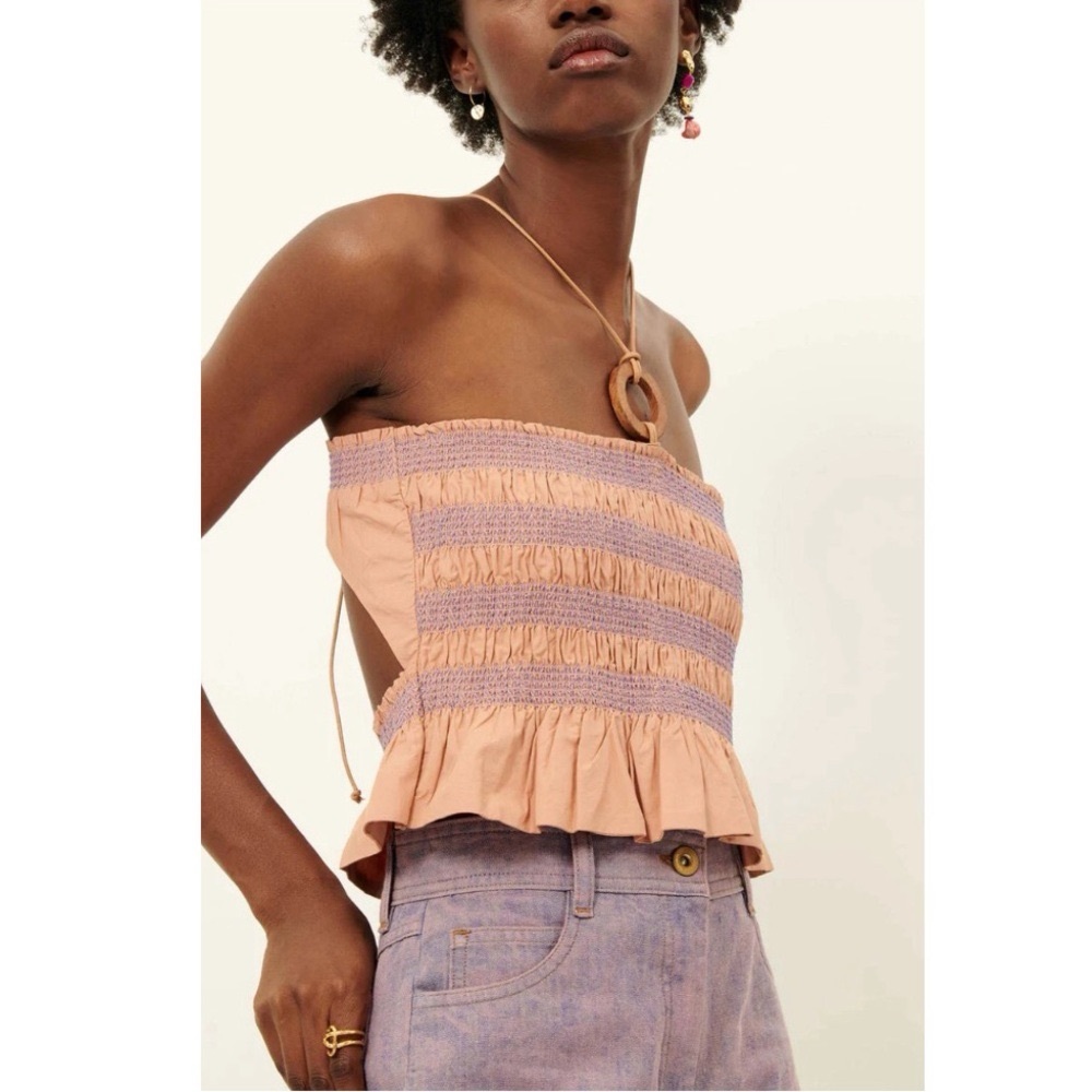 Sessun Navi Smocked Cotton Top